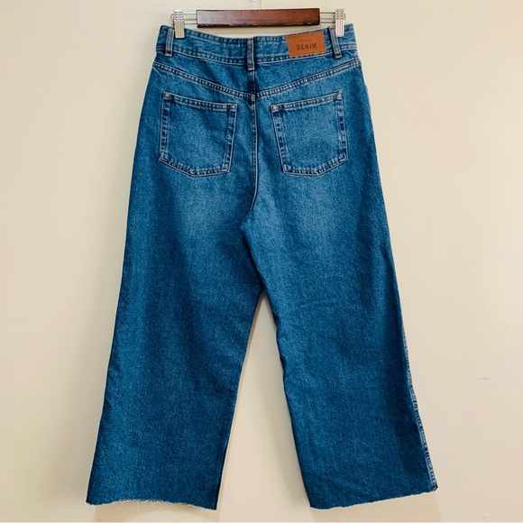 Sezane Denim Ankle Raw Hem Wide Leg Blue Jeans size 38 - Picture 7 of 9